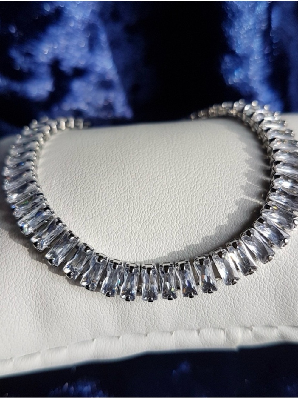 Swarovski Elements 925 Sterling Silver Baguette Tennis Bracelet NEW